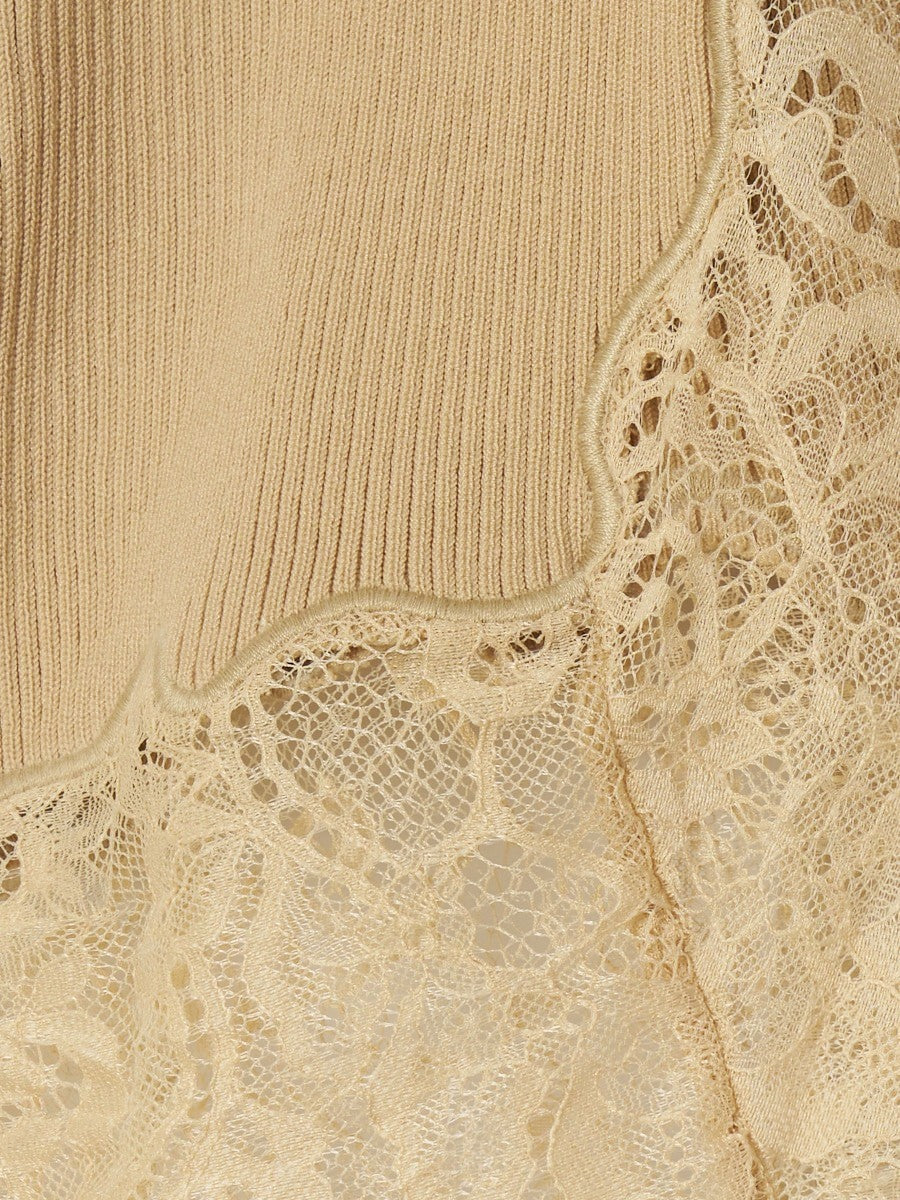 レーストリムリブニットトップス