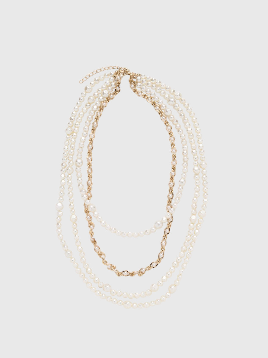 メタルコンビパールネックレス