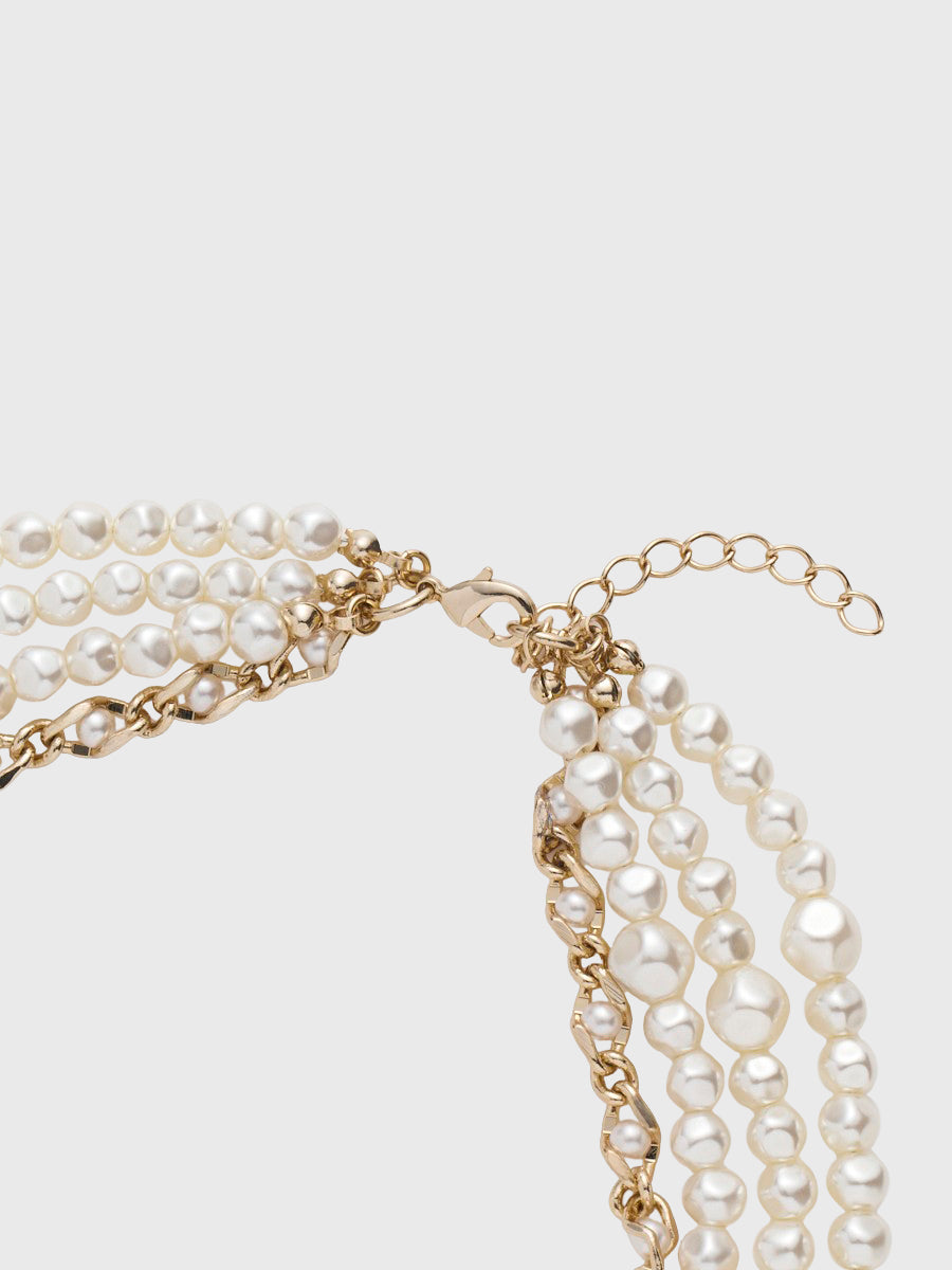 メタルコンビパールネックレス