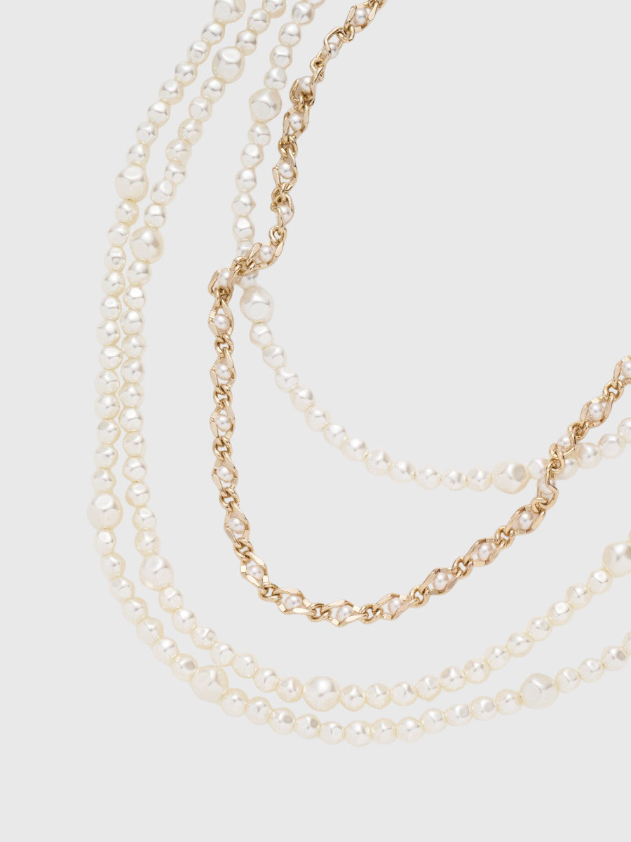 メタルコンビパールネックレス