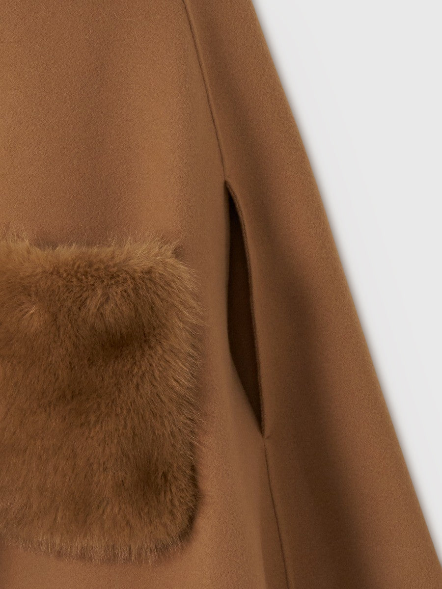 ファーポケットマントコート