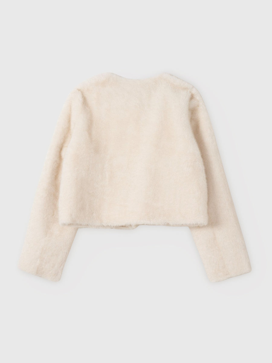 ゴールドボタンフェイクファージャケット