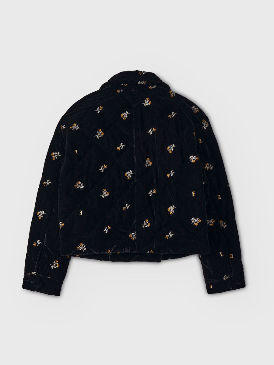 フワラーモチーフベルベットキルティングジャケット