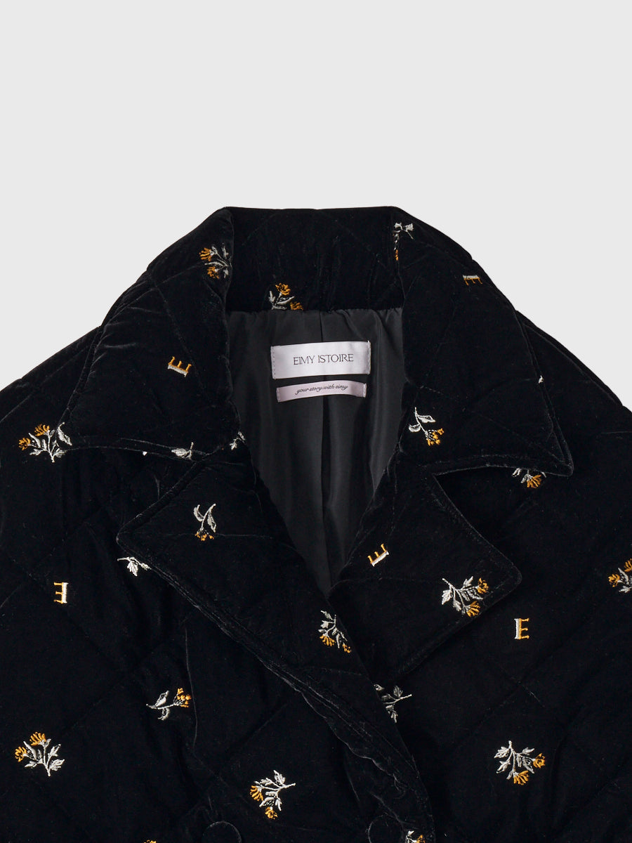 フワラーモチーフベルベットキルティングジャケット