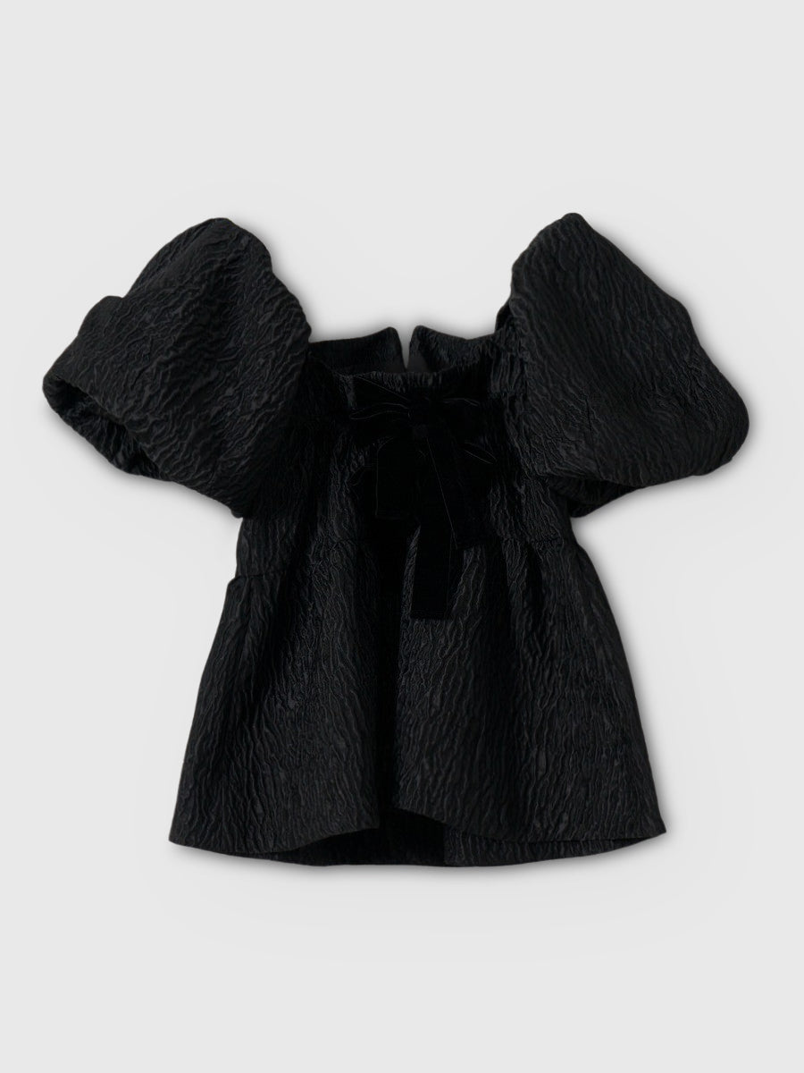 2wayバックリボンジャガードペプラムトップス