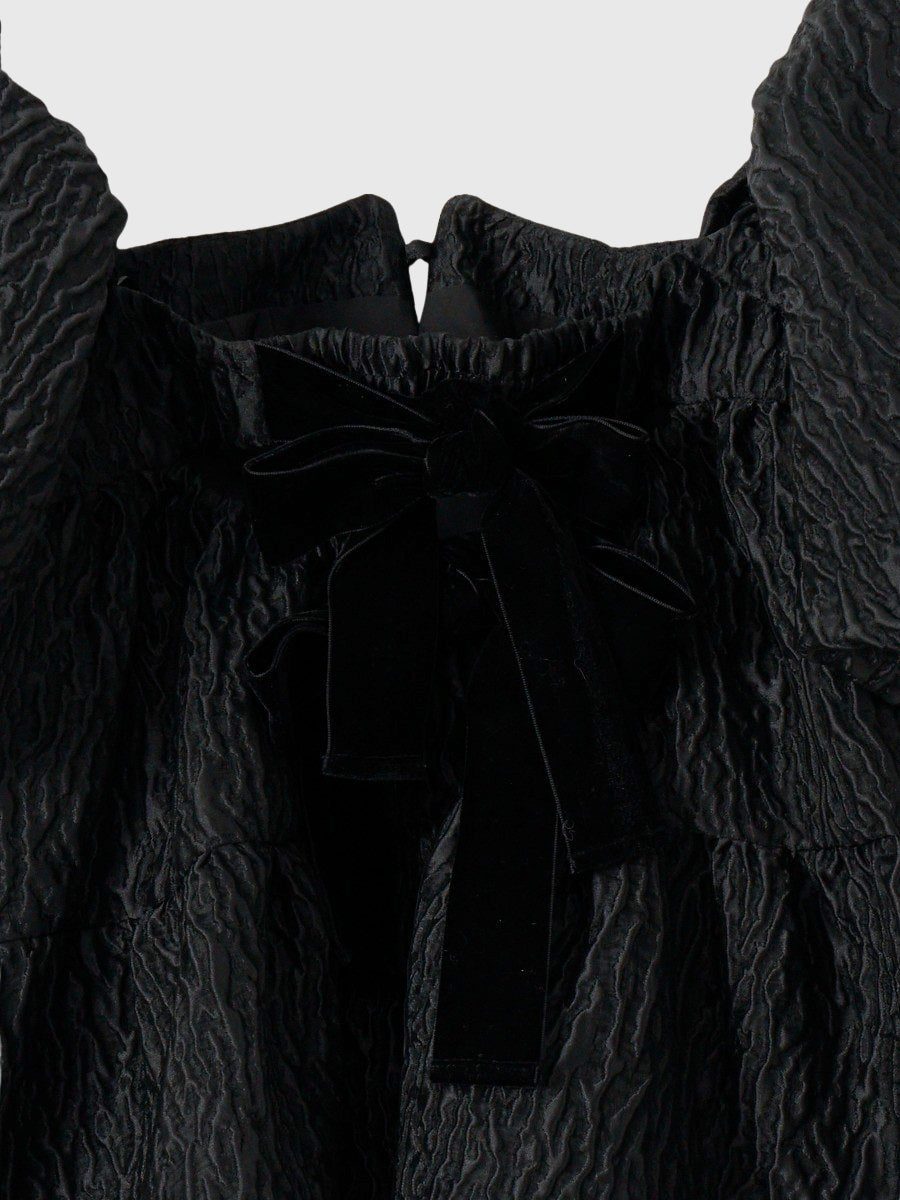 2wayバックリボンジャガードペプラムトップス