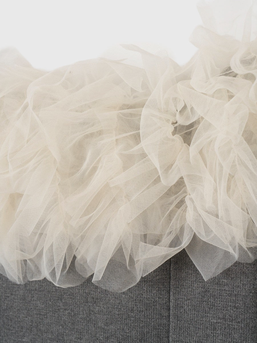 チュールオフショルニット