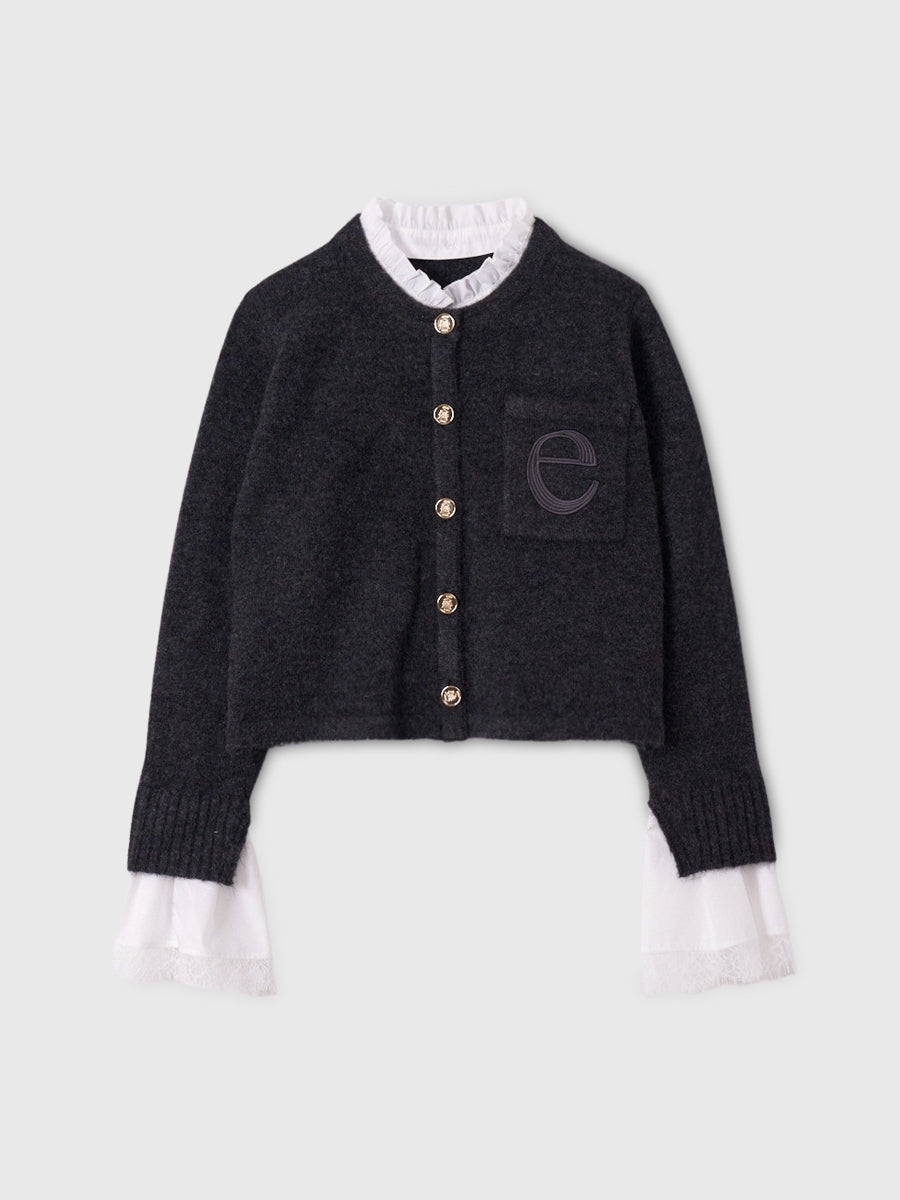 Attachedcollrモヘアカーディガン