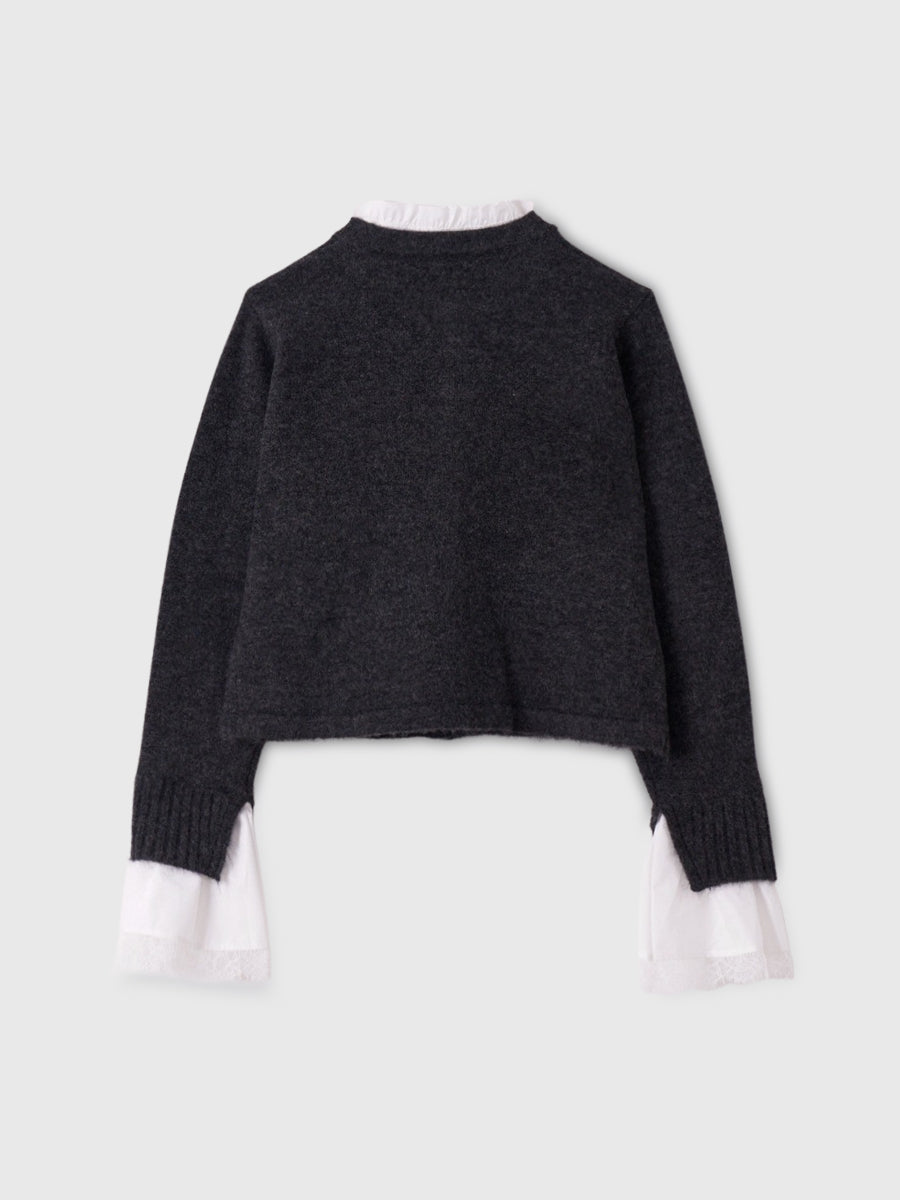 Attachedcollrモヘアカーディガン