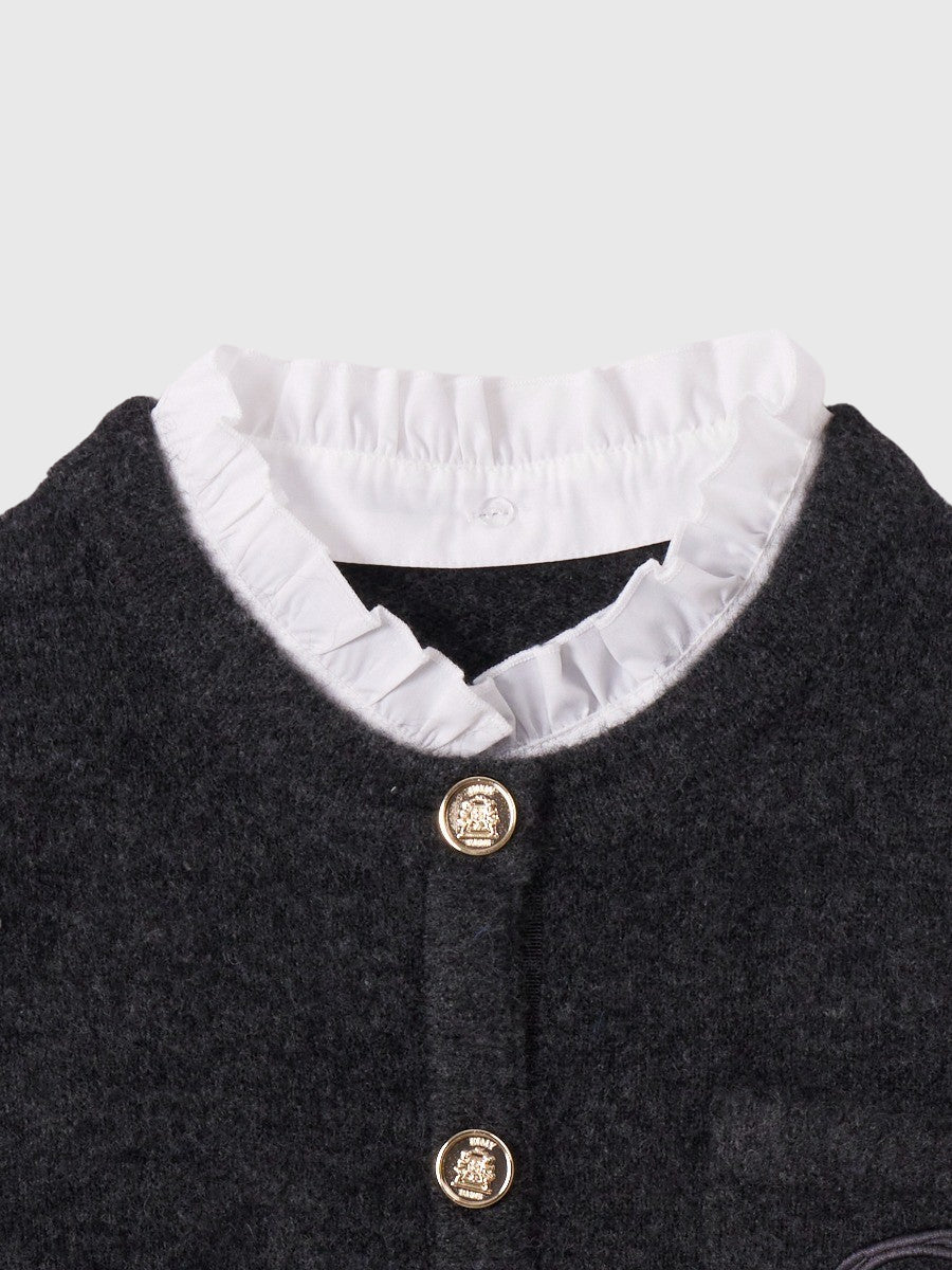 Attachedcollrモヘアカーディガン