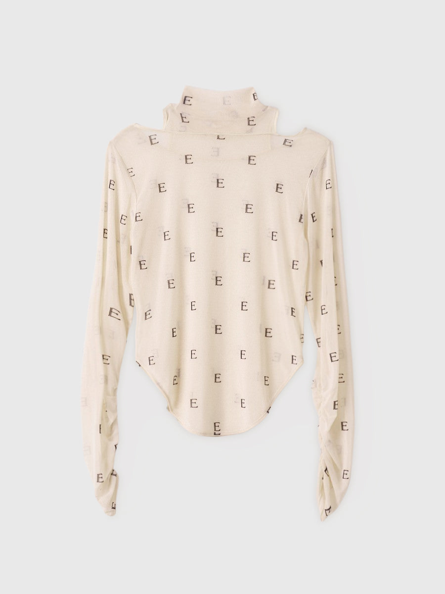 モノグラムカットアウトチュールトップス