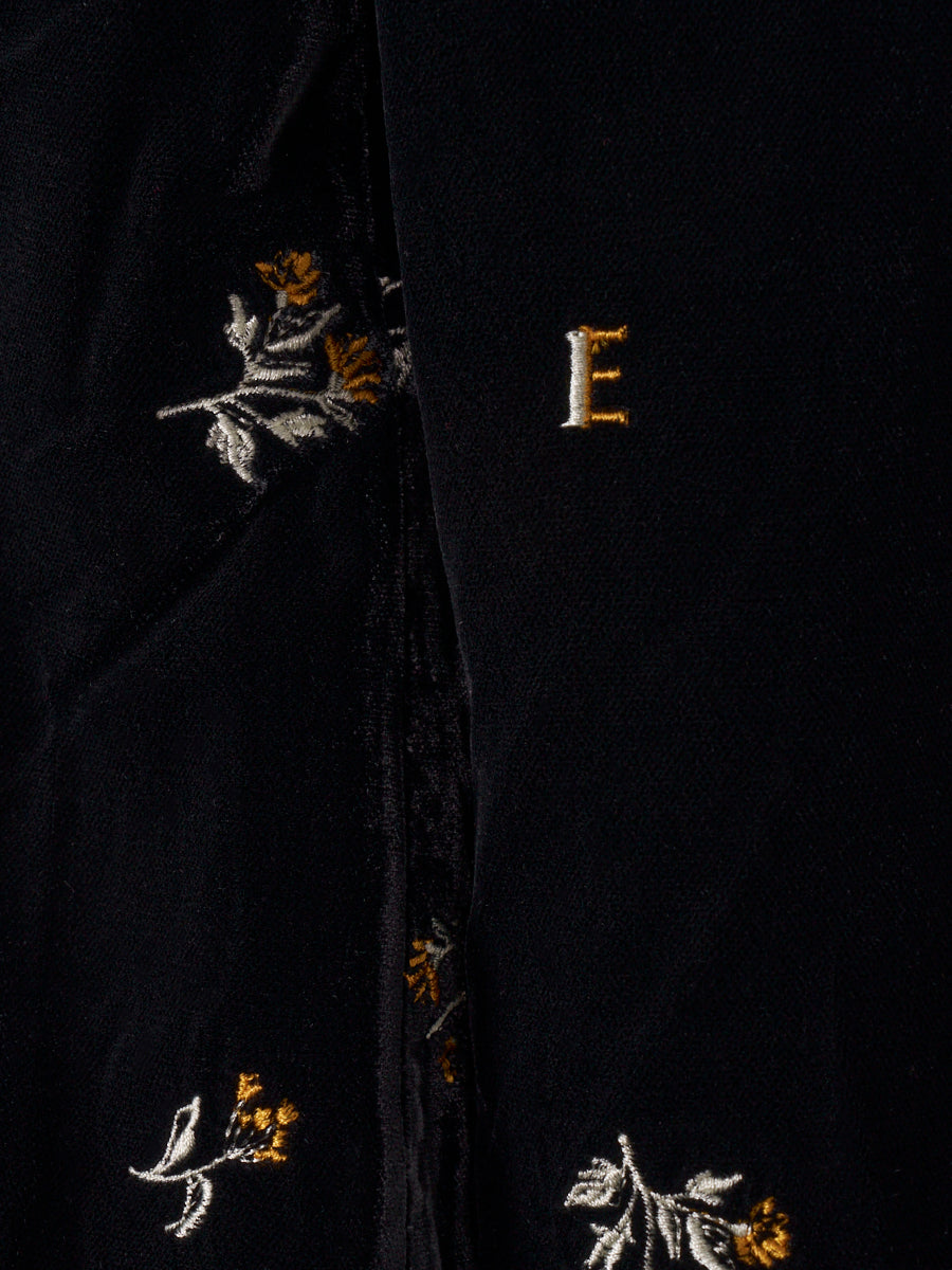 フラワーモチーフベルベットパフショルダージャケット