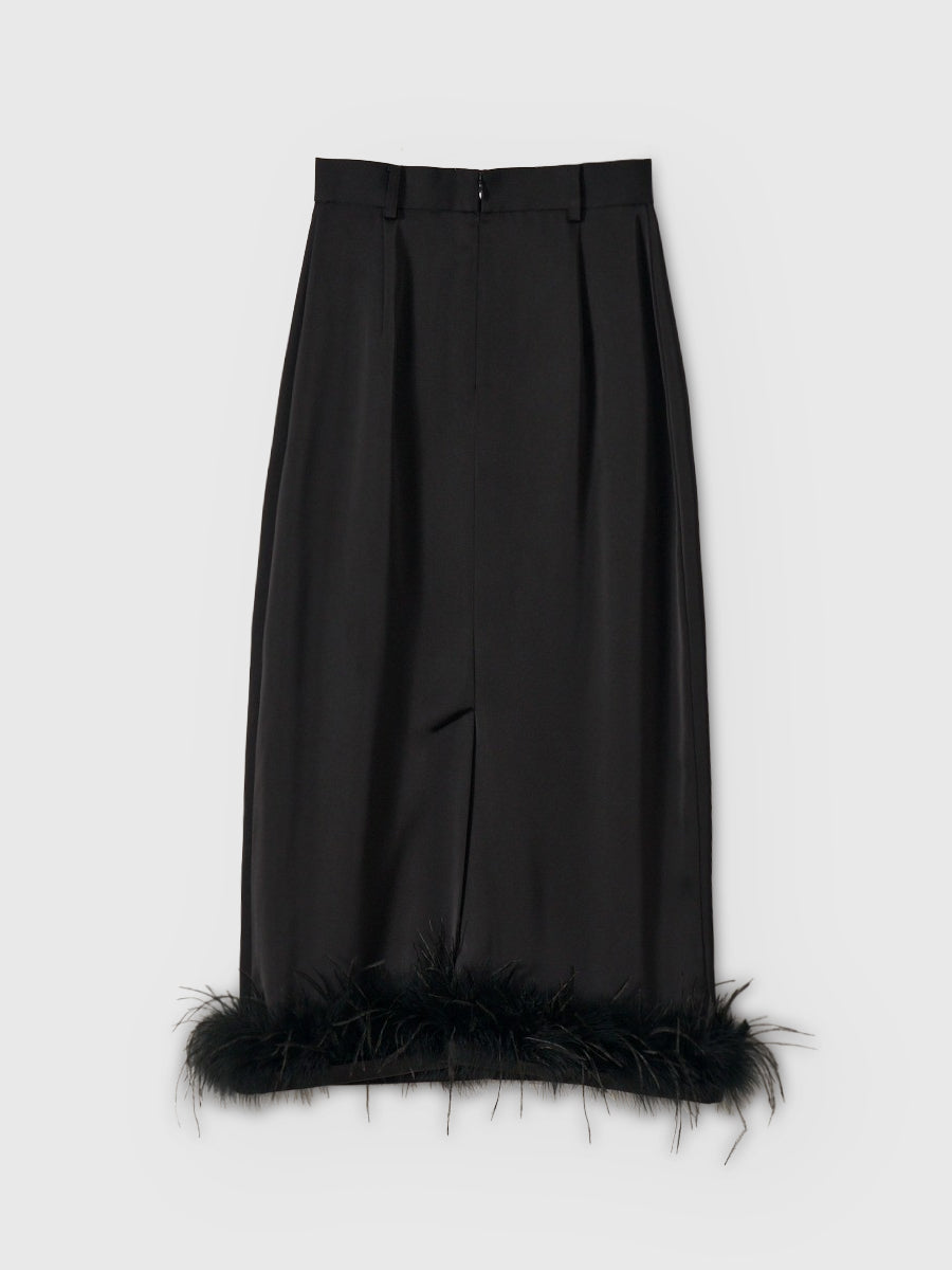 フェザートリムサテンストレートスカート