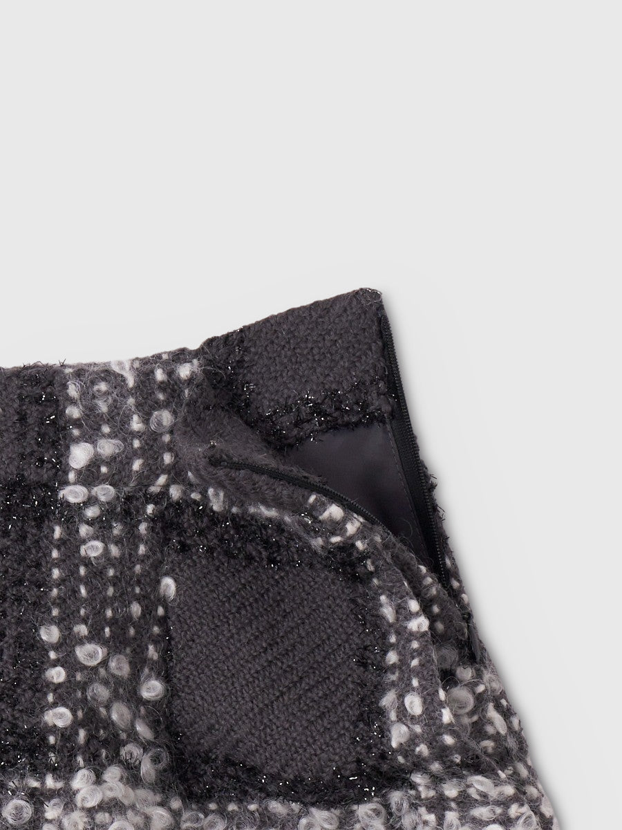 モヘアループチェックツイードミニスカート