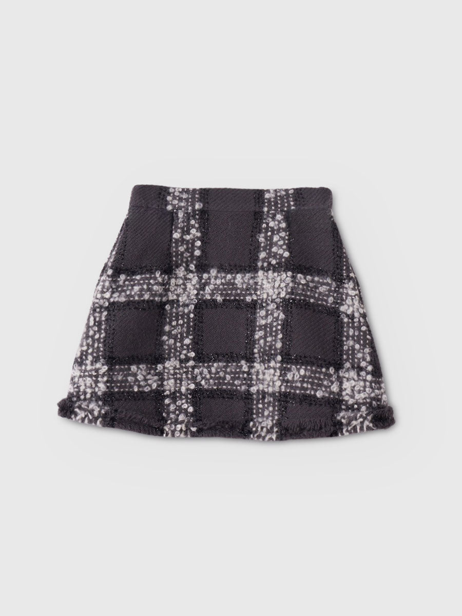 モヘアループチェックツイードミニスカート