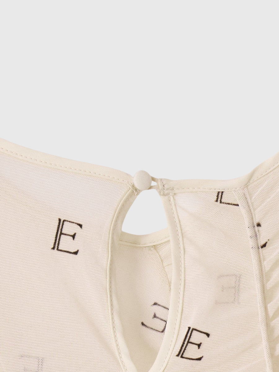 新品 モノグラム カットアウト チュールワンピース ベージュ EIMY モノグラムカットアウトチュールワンピース