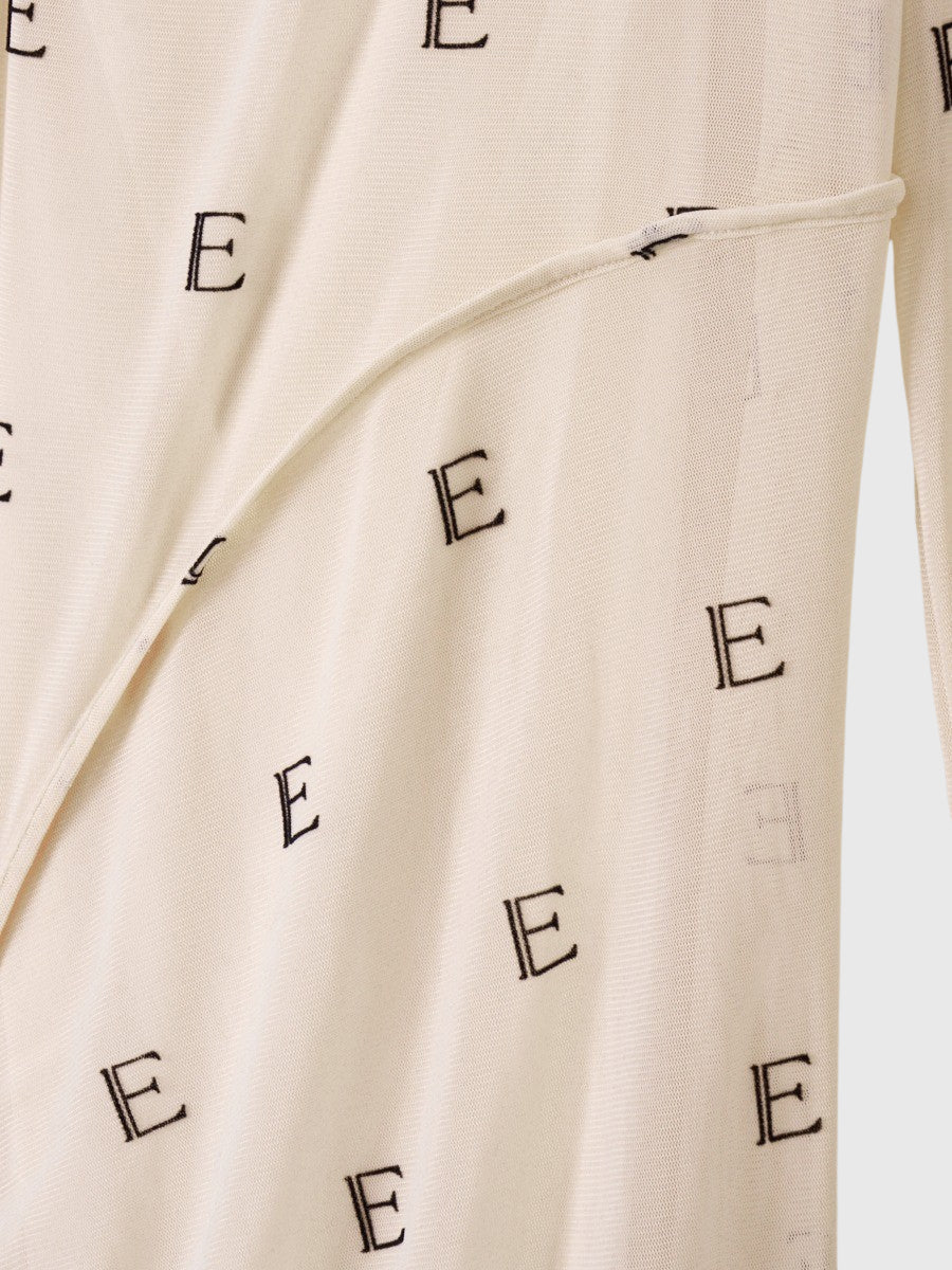 新品 モノグラム カットアウト チュールワンピース ベージュ EIMY モノグラムカットアウトチュールワンピース