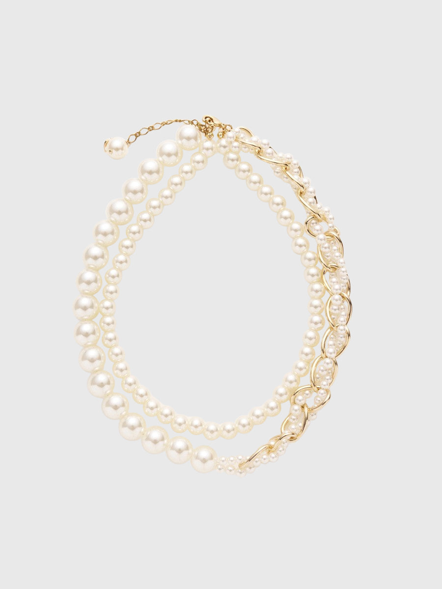 チェーンミックスパールネックレス