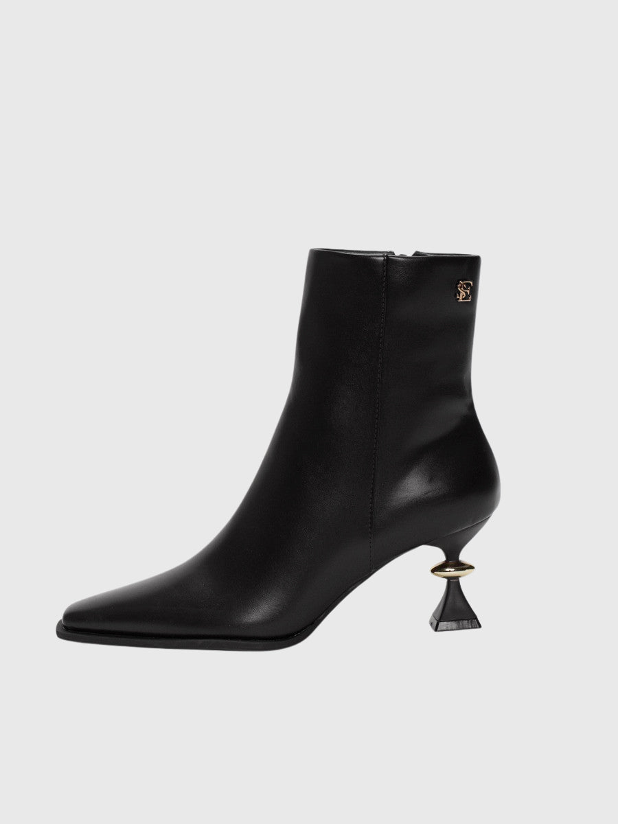 デザインヒールスクエアトゥブーツ