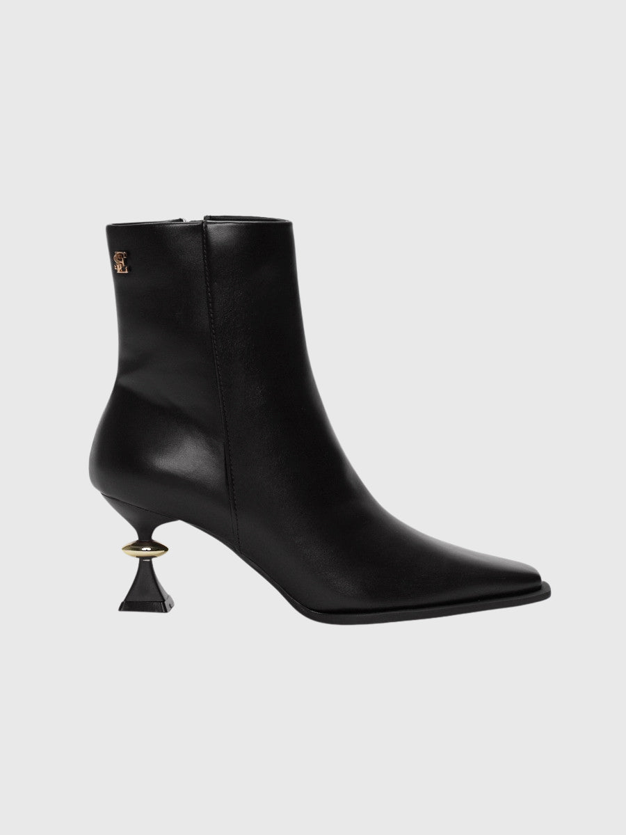 デザインヒールスクエアトゥブーツ