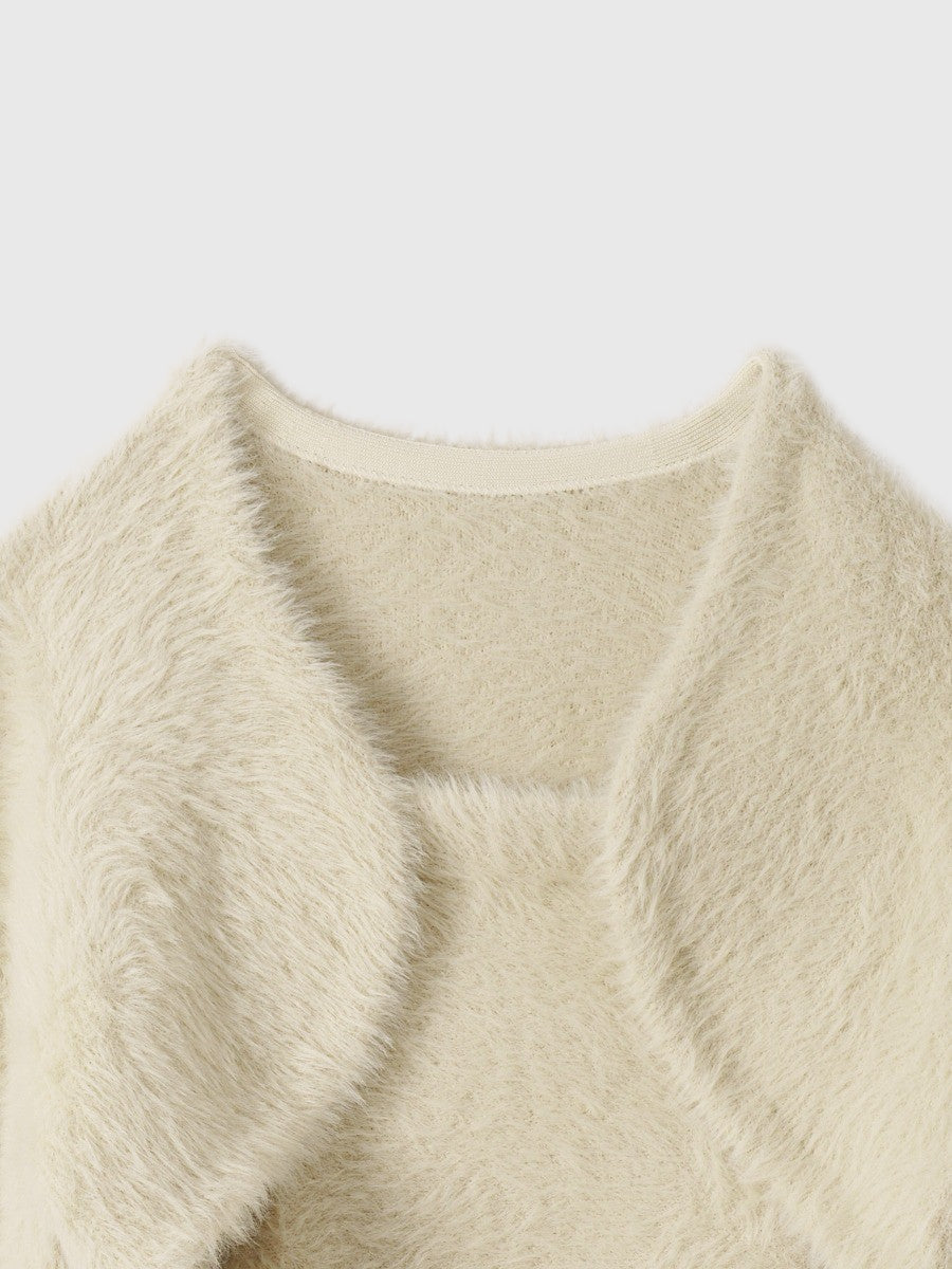 フェザーペプラムニットカーディガンセット