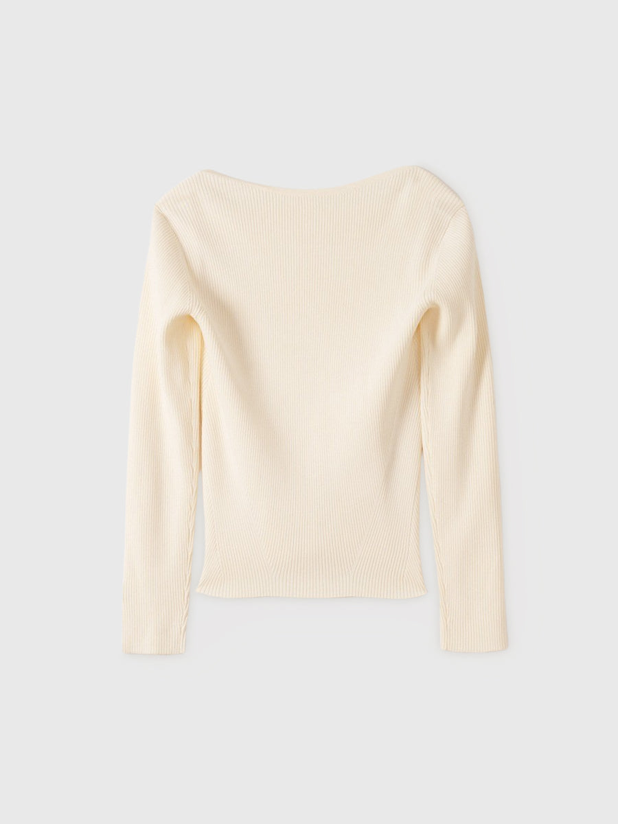 ロゴモチーフスクエアネックニットトップス