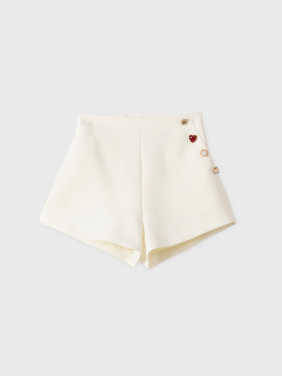 ハートビジューボタンショートパンツ