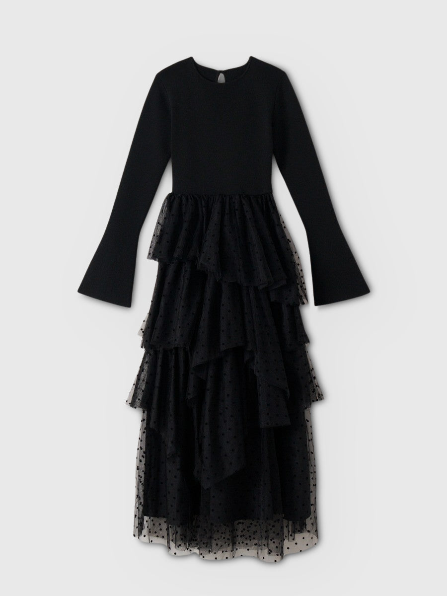 チュールドッキングニットワンピース