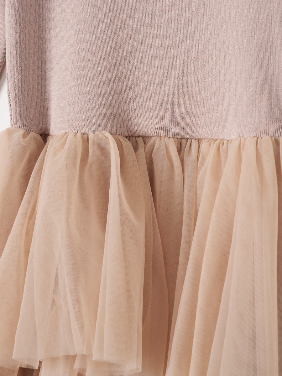 チュールドッキングニットワンピース