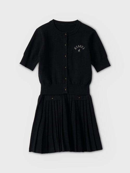 プリーツミニスカートカーデニットセットアップ