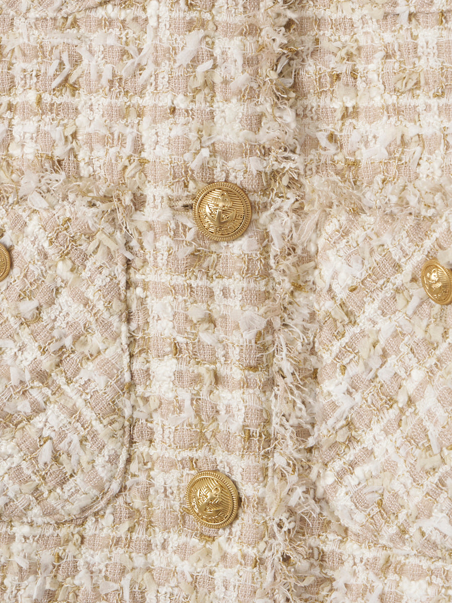 Attachedcollarチェックツイードジャケット