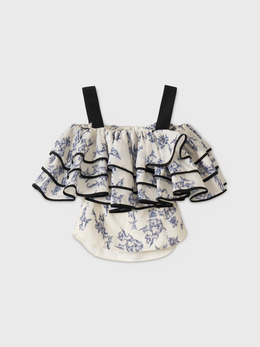 OFF SHOULDER JOUY FRILL TOPS