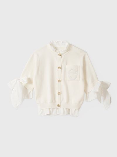 Attachedcollarハーフスリーブカーディガン