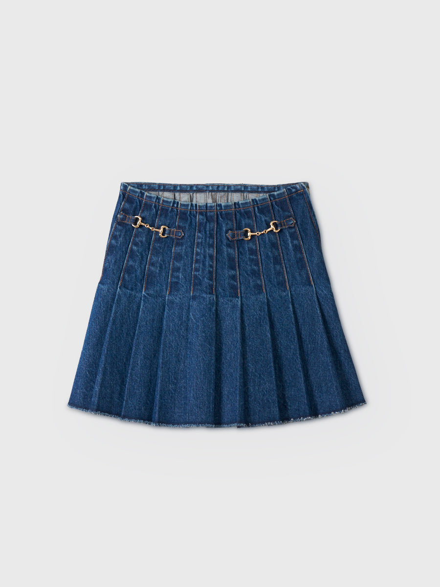 ビットプリーツデニムスカート