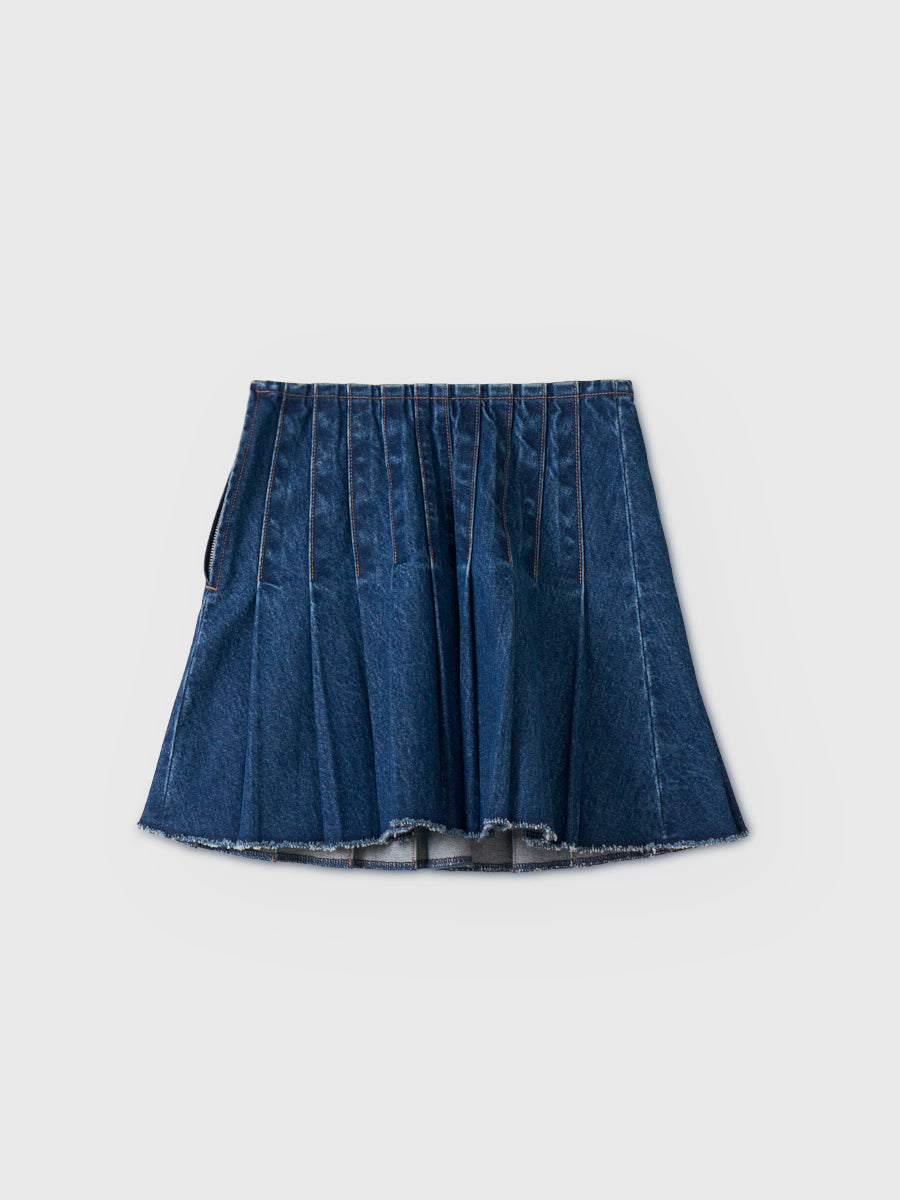 ビットプリーツデニムスカート