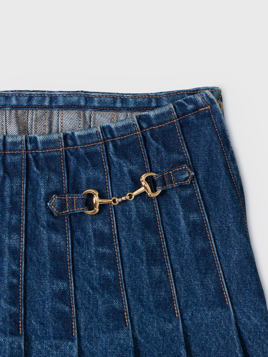ビットプリーツデニムスカート