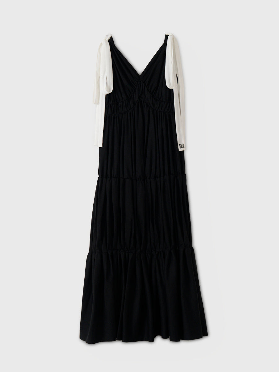 RIBBON SHOULDER CUT DRESS