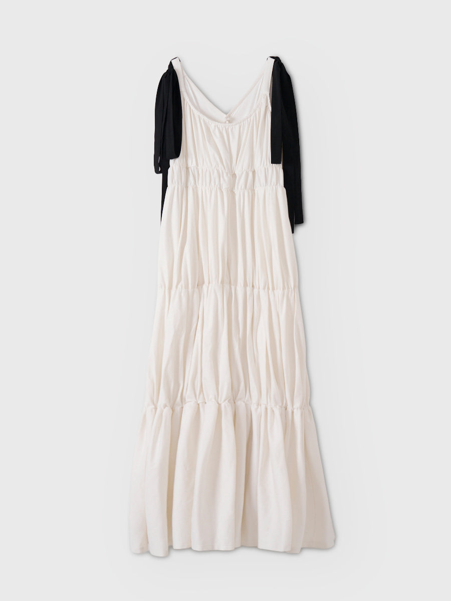 RIBBON SHOULDER CUT DRESS