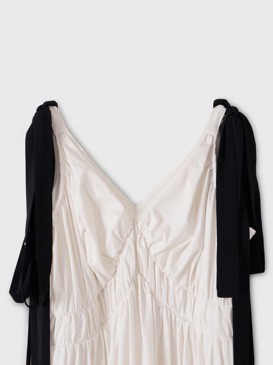RIBBON SHOULDER CUT DRESS