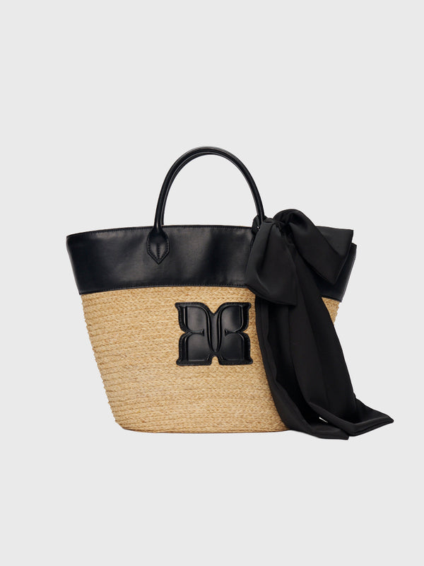 PAPILLON RIBBON STRAW BAG