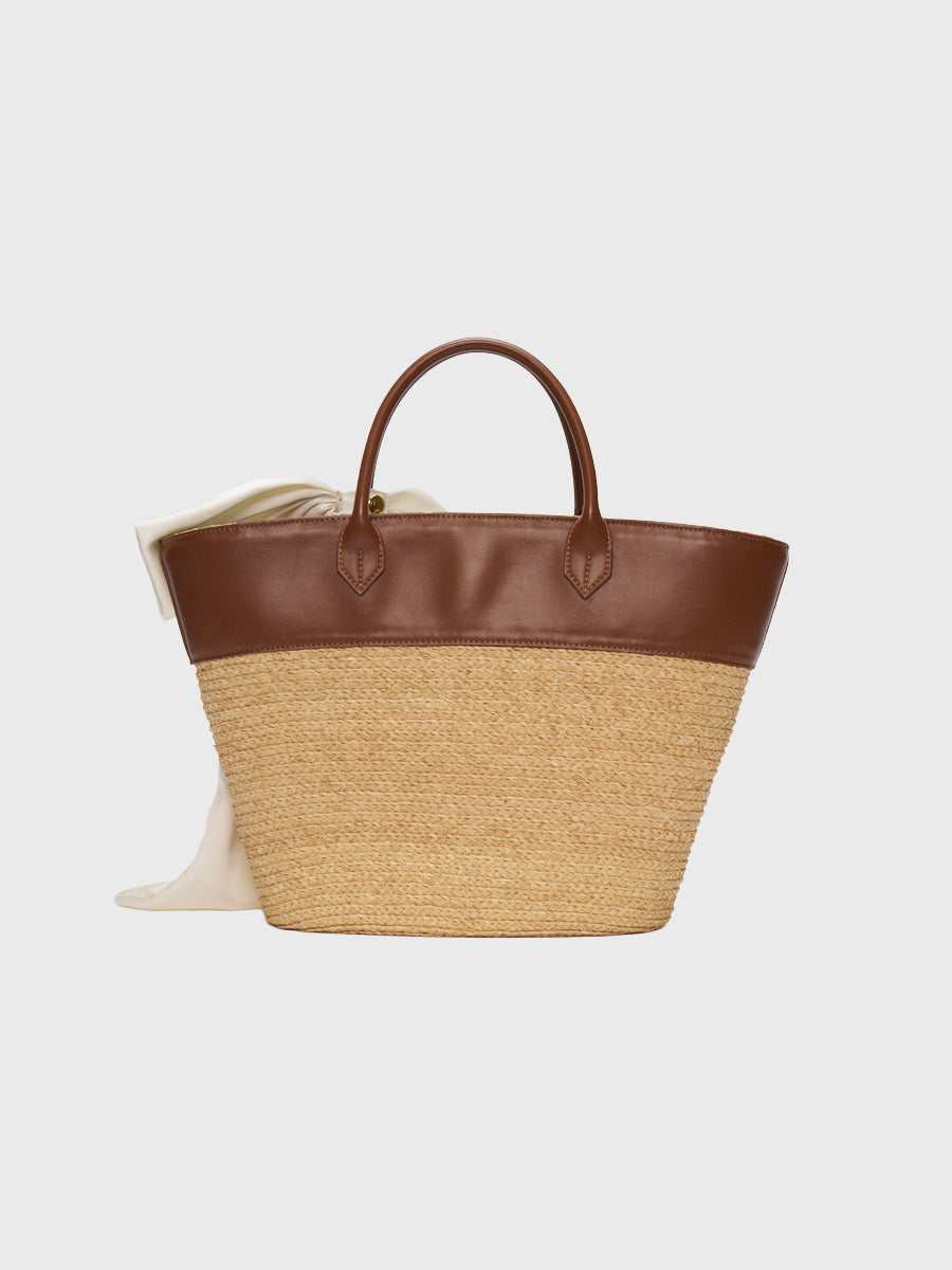 PAPILLON RIBBON STRAW BAG