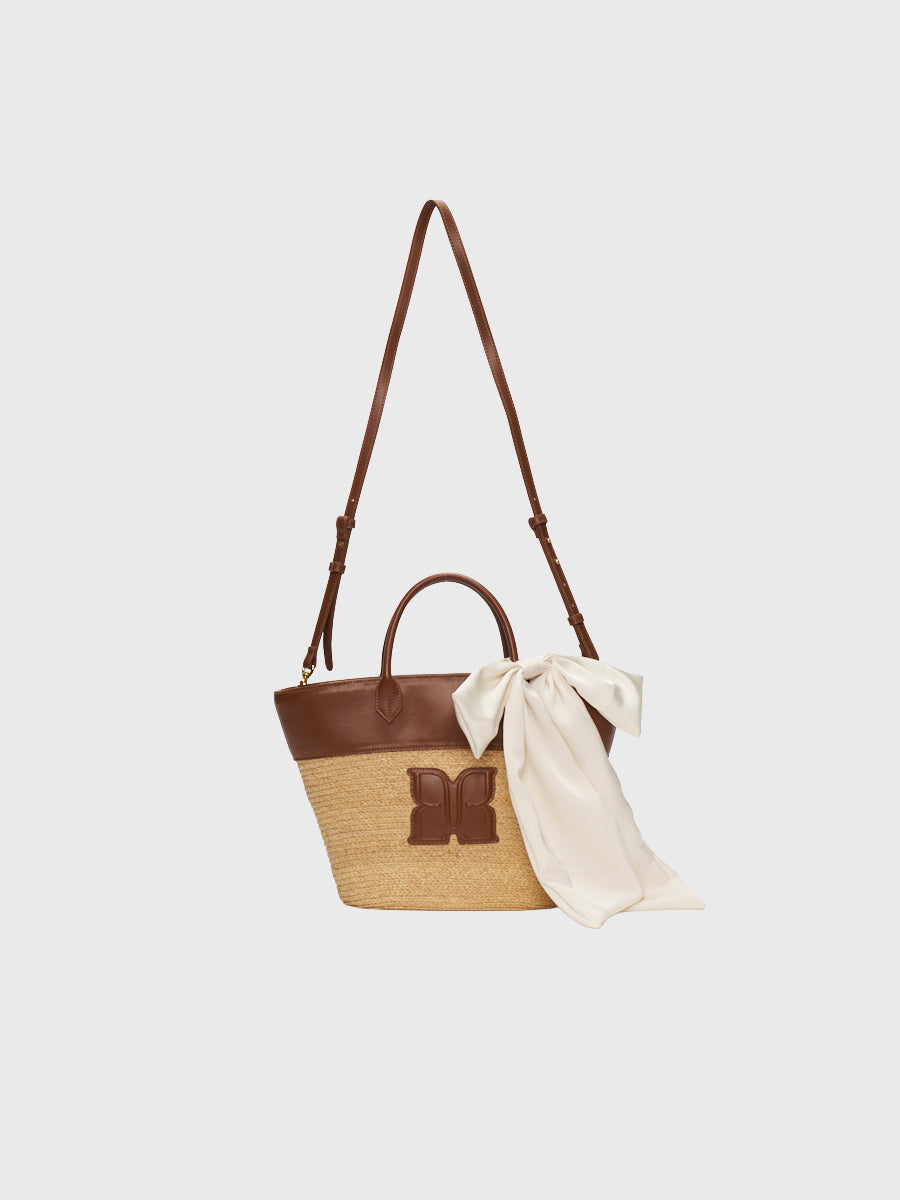 PAPILLON RIBBON STRAW BAG
