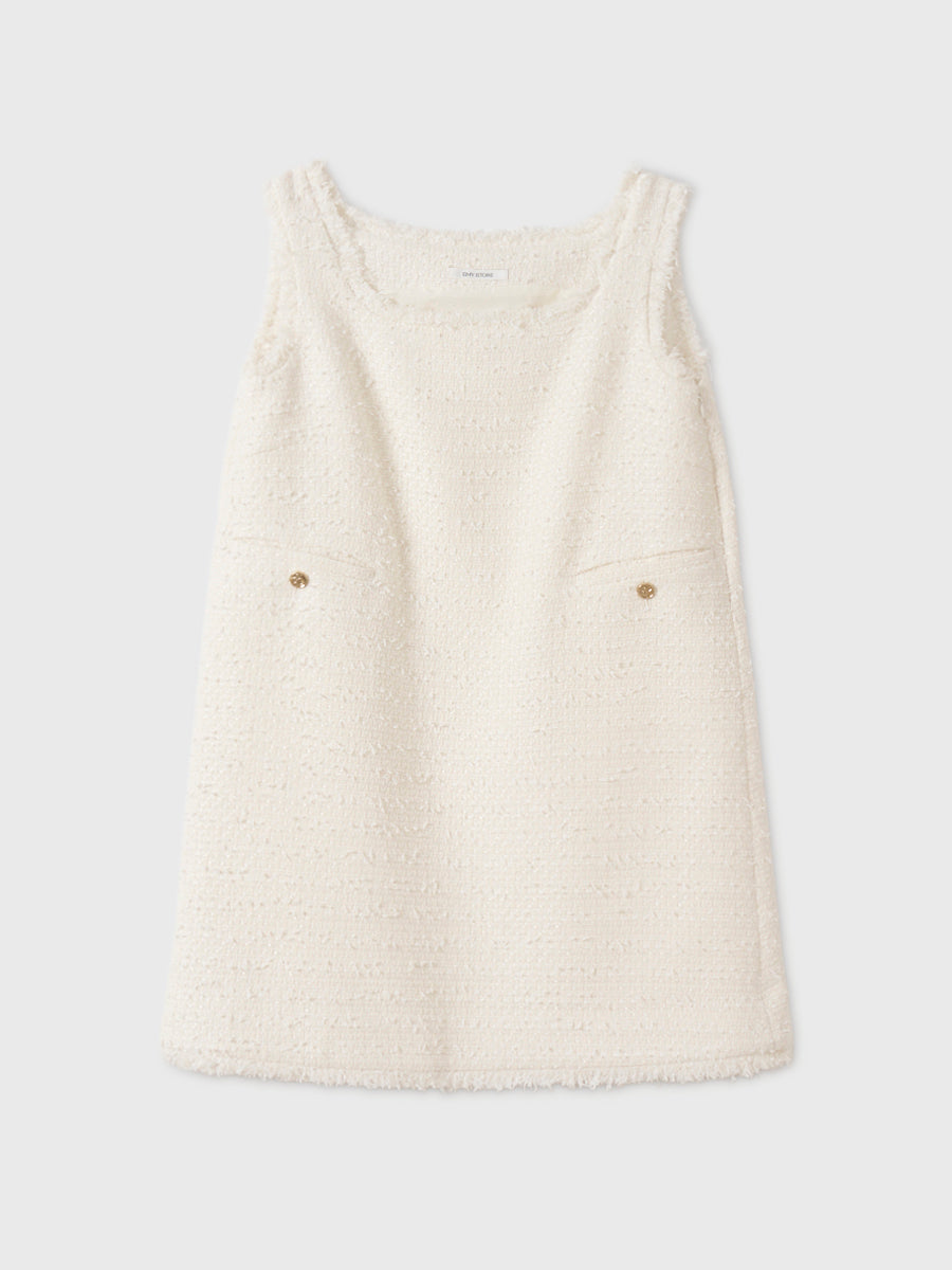 IRISÉ TWEED DRESS WHITE