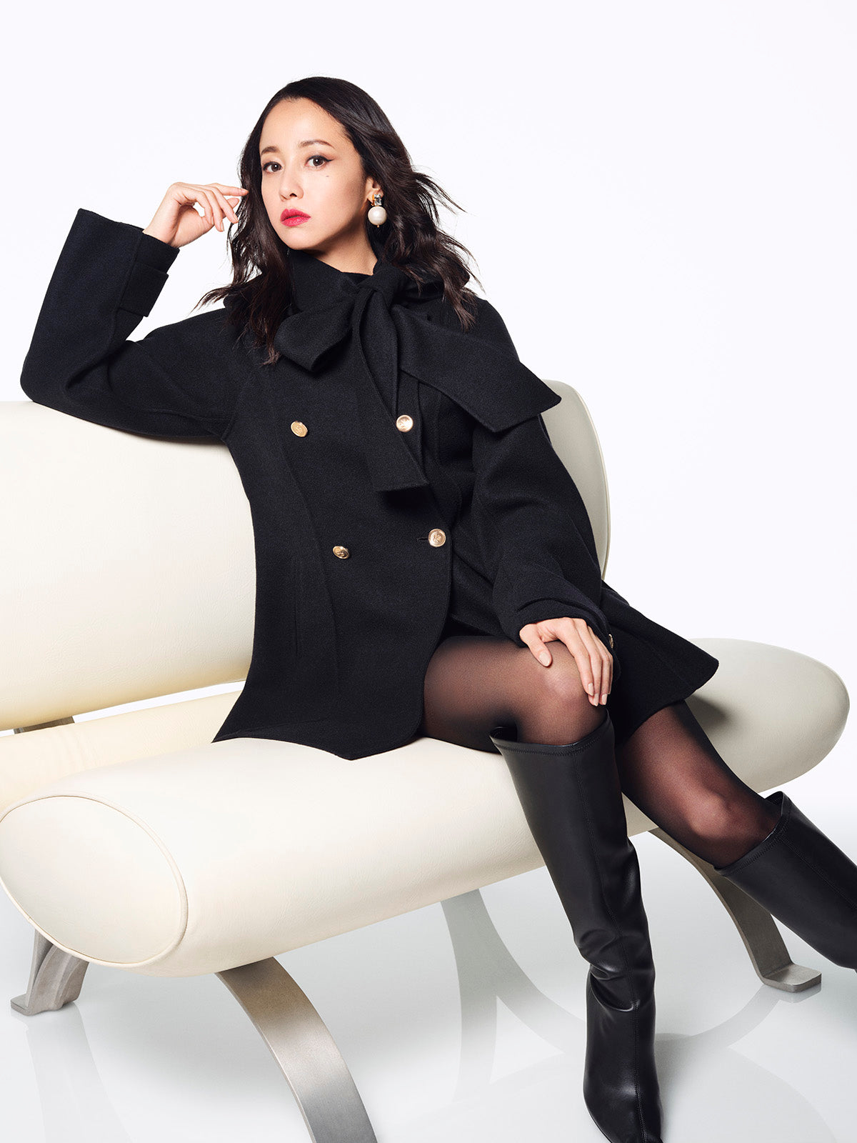 ROYAL BOW TIE WOOL COAT