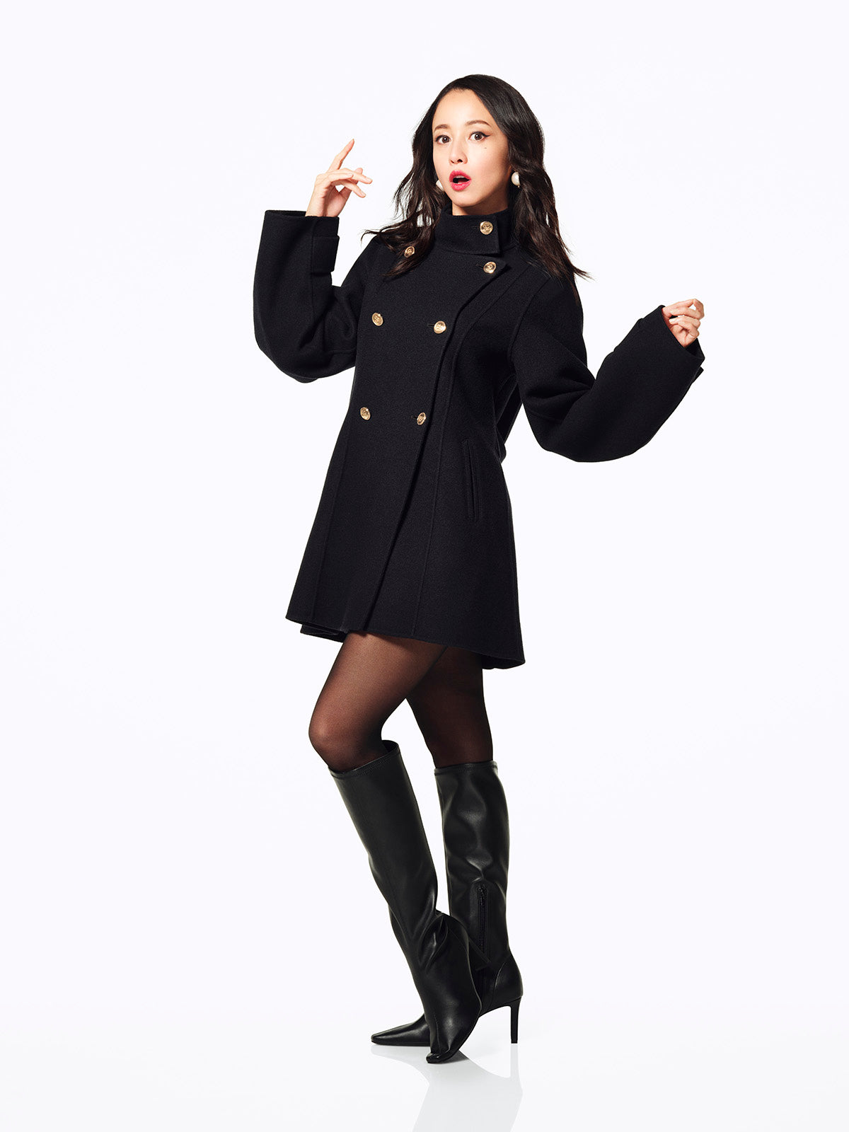 ROYAL BOW TIE WOOL COAT