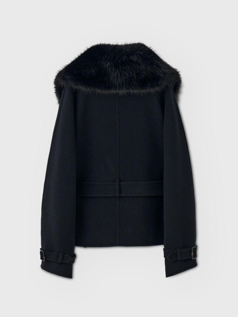 WOOL SHORT TRENCH COAT