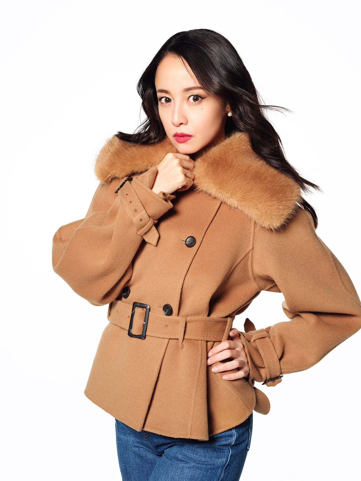 WOOL SHORT TRENCH COAT