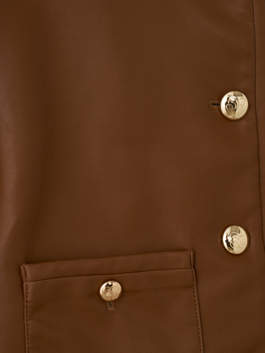 EM GOLD BUTTON LEATHER JACKET