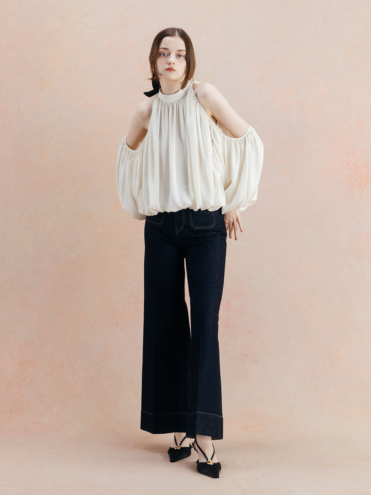 DRAPE SATIN BLOUSE