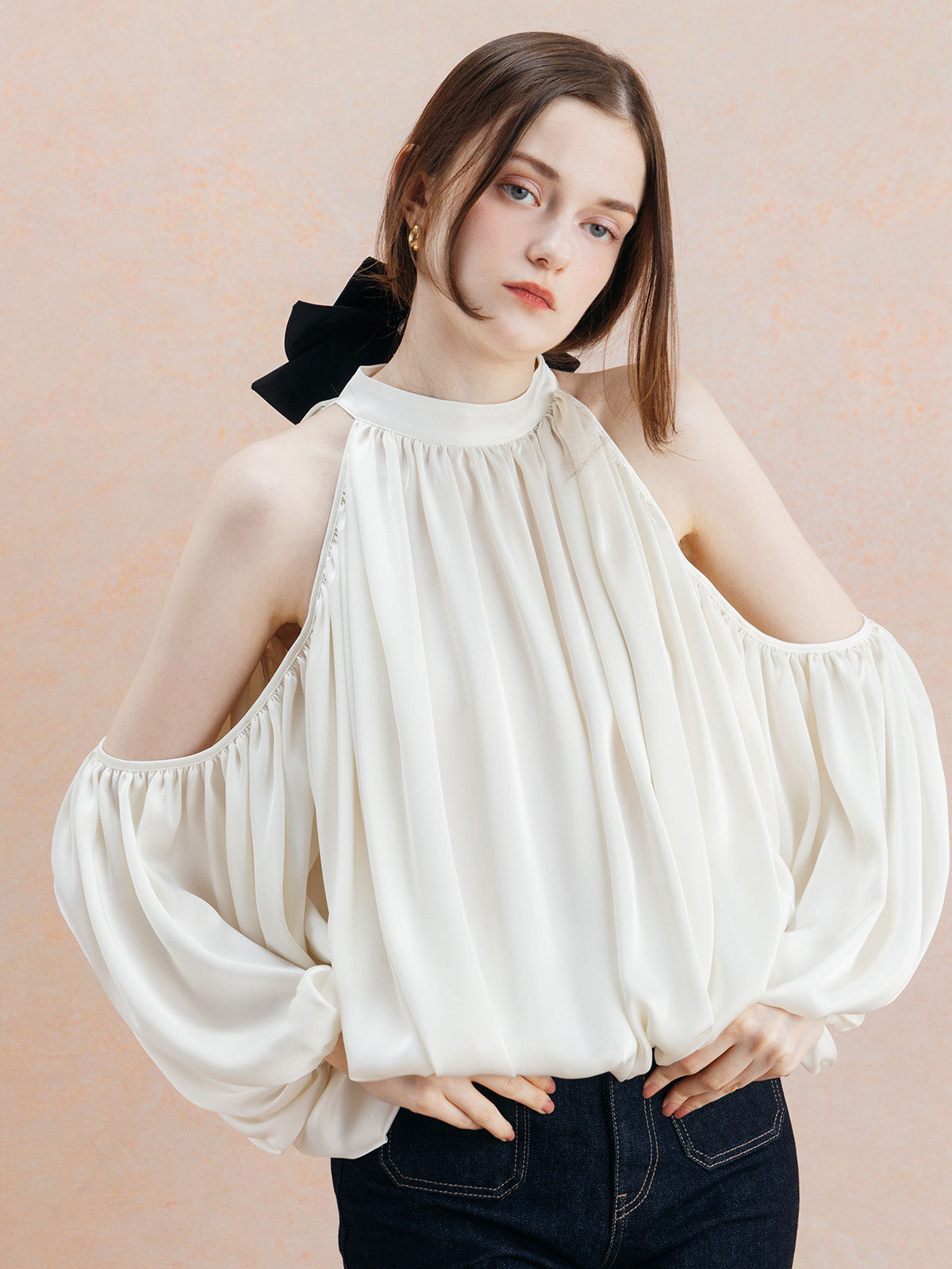 DRAPE SATIN BLOUSE